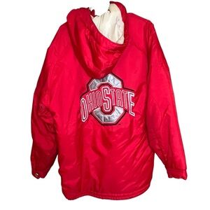 Ohio State Buckeyes Stadium Jacket Vintage 90s Mirage Pockets Hood Embroidery XL